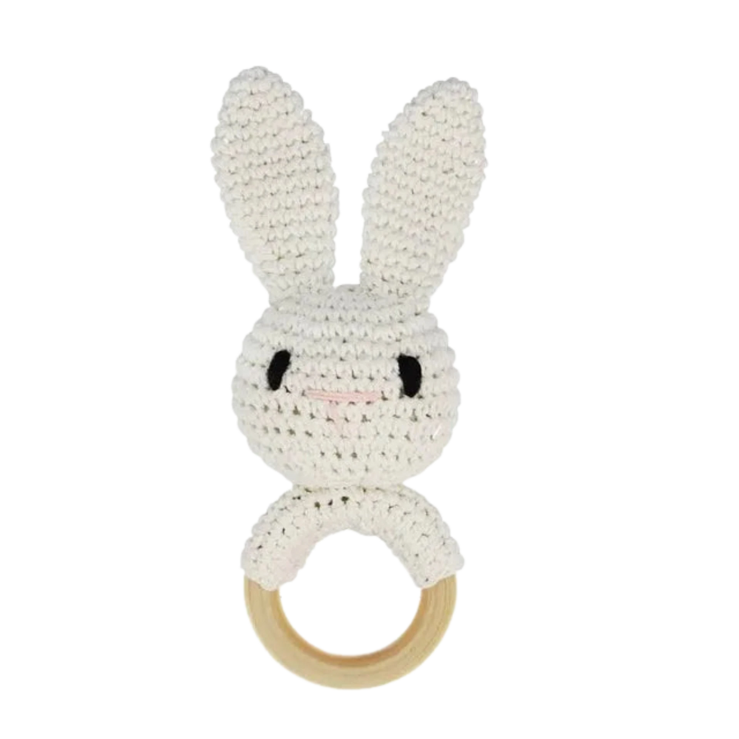 Wooden & Crochet Animal Rattle Toy