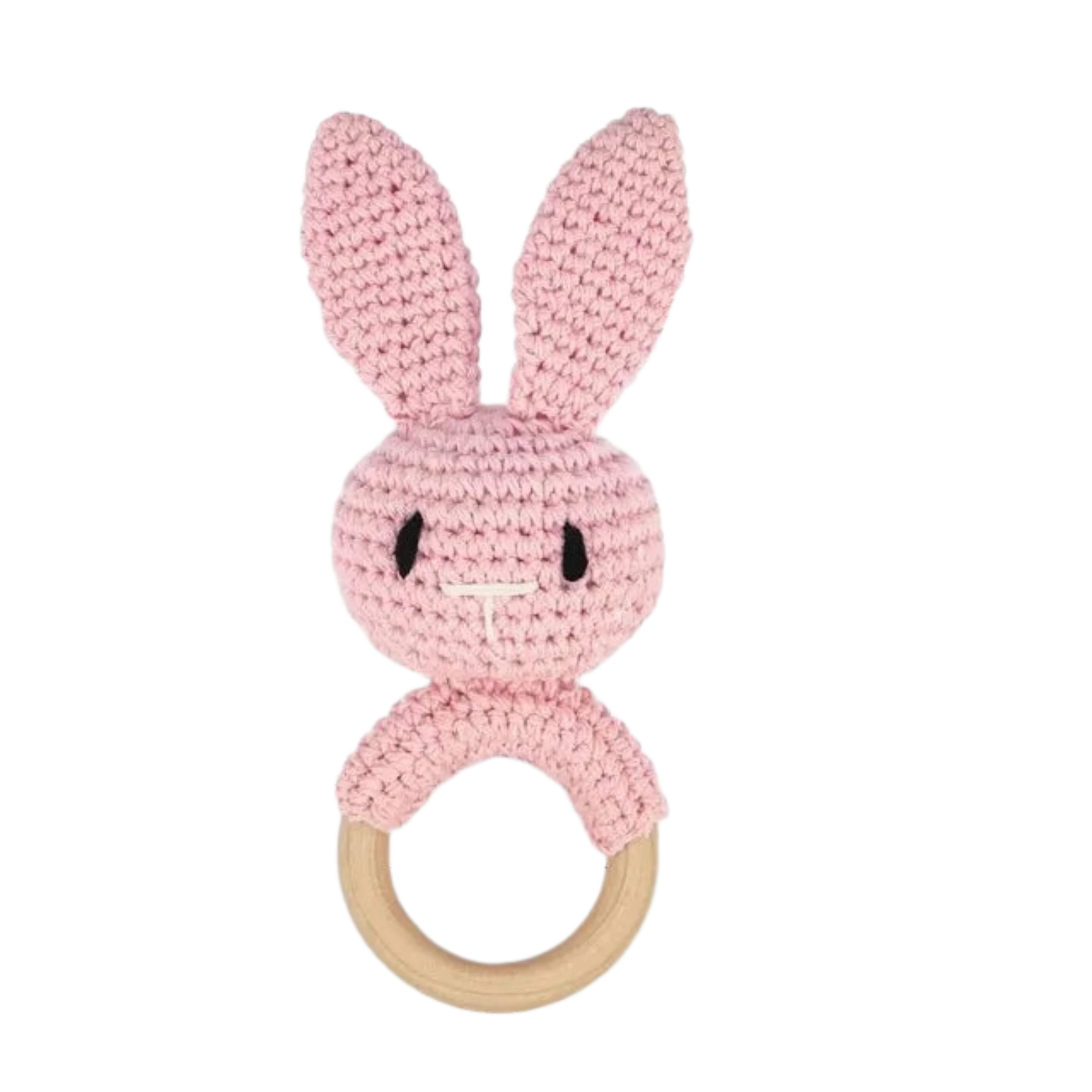 Wooden & Crochet Animal Rattle Toy
