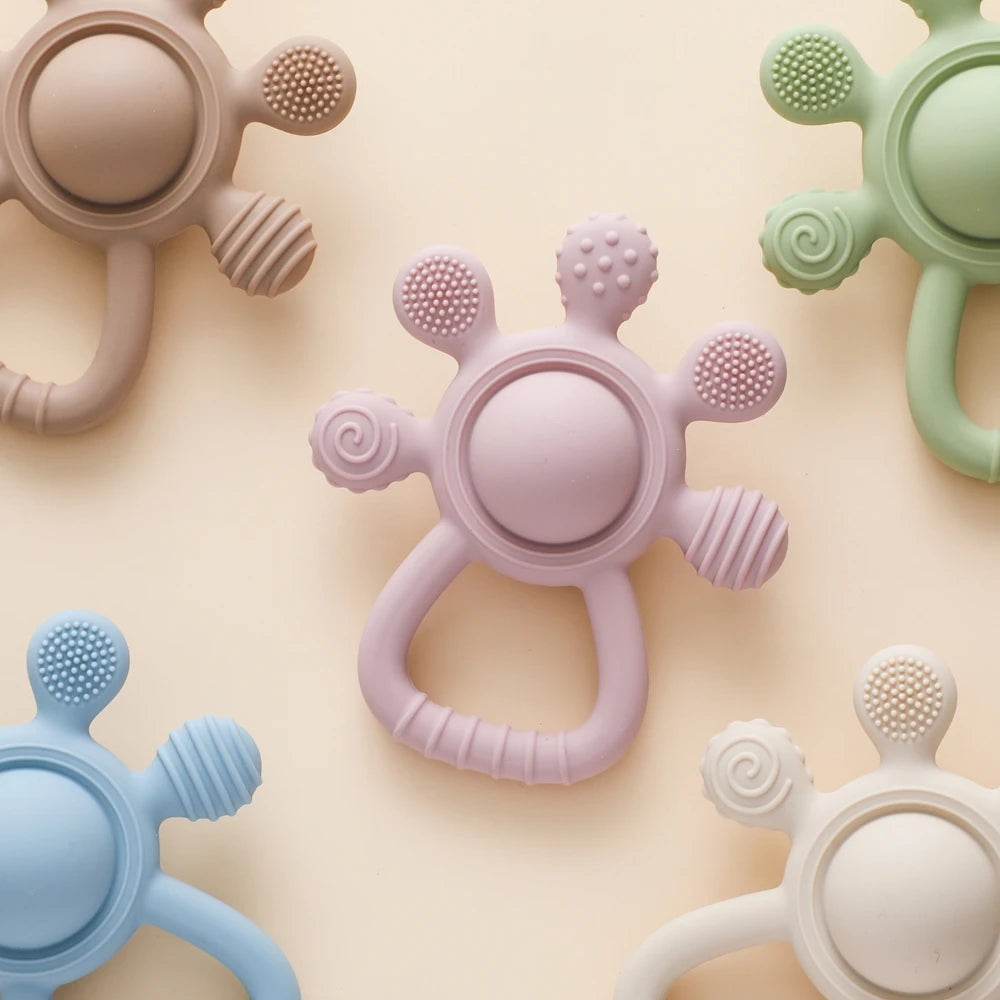 Silicone Teether Rattle & Sensory Toy