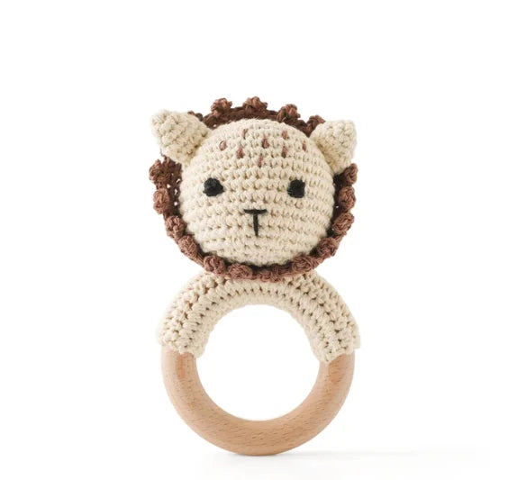 Wooden & Crochet Animal Rattle Toy