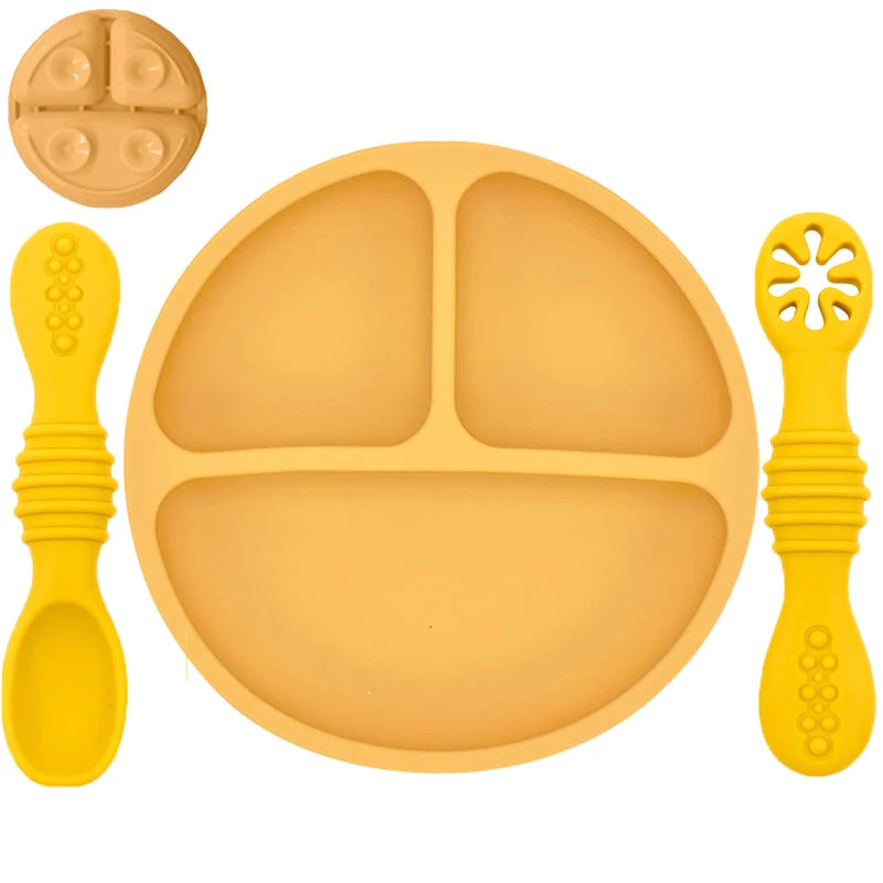 Silicone Baby Dinnerware 3 Piece Set – Suction, Safe, Non-Toxic, Easy to Clean
