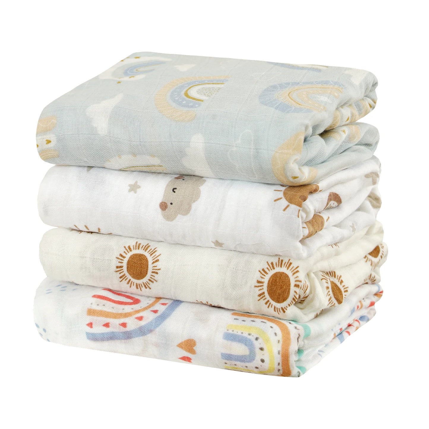 4-Pack Bamboo Cotton Muslin Baby Swaddle Blankets – Soft, Breathable & Multi-Use