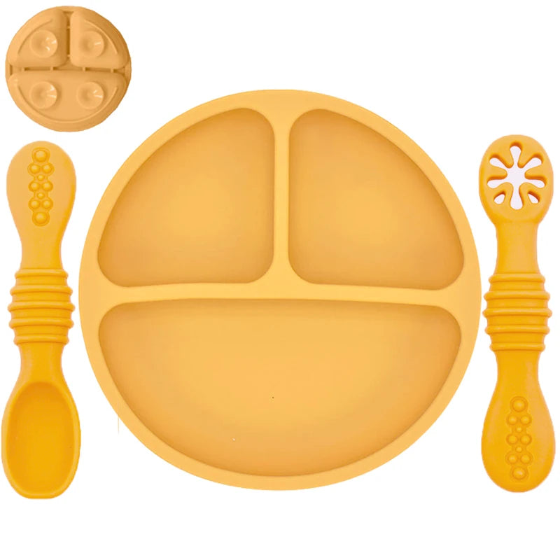 Silicone Baby Dinnerware 3 Piece Set – Suction, Safe, Non-Toxic, Easy to Clean