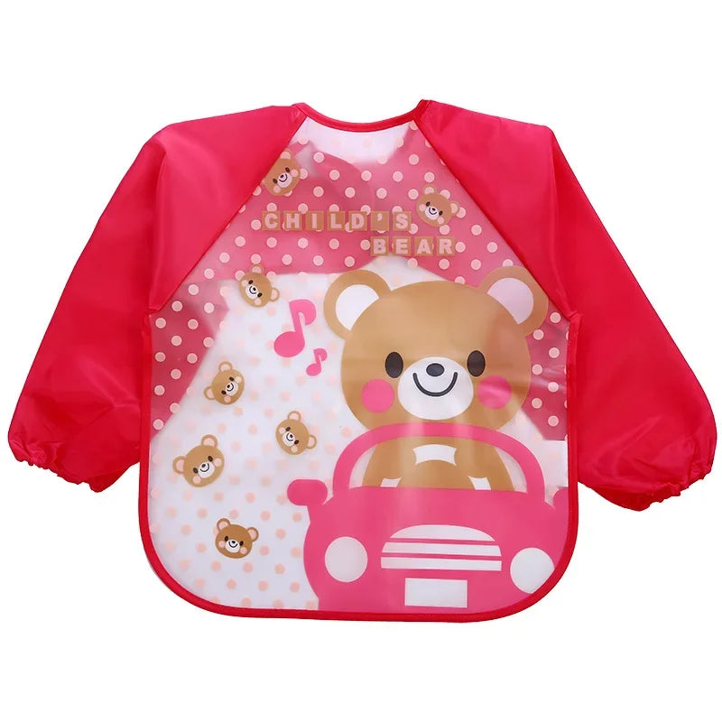 Full Sleeve Waterproof Cartoon Baby Bib – Cute, Easy-Clean, and Comfortable