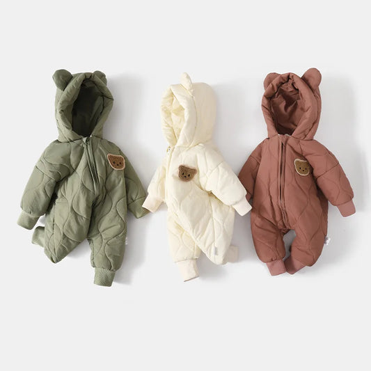 Infant Outwear Winter Fur Lining Rompers Jumpsuit