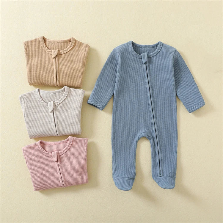 Organic Cotton Baby Rompers Long-Sleeve Pyjamas Sleep Suits Onesie