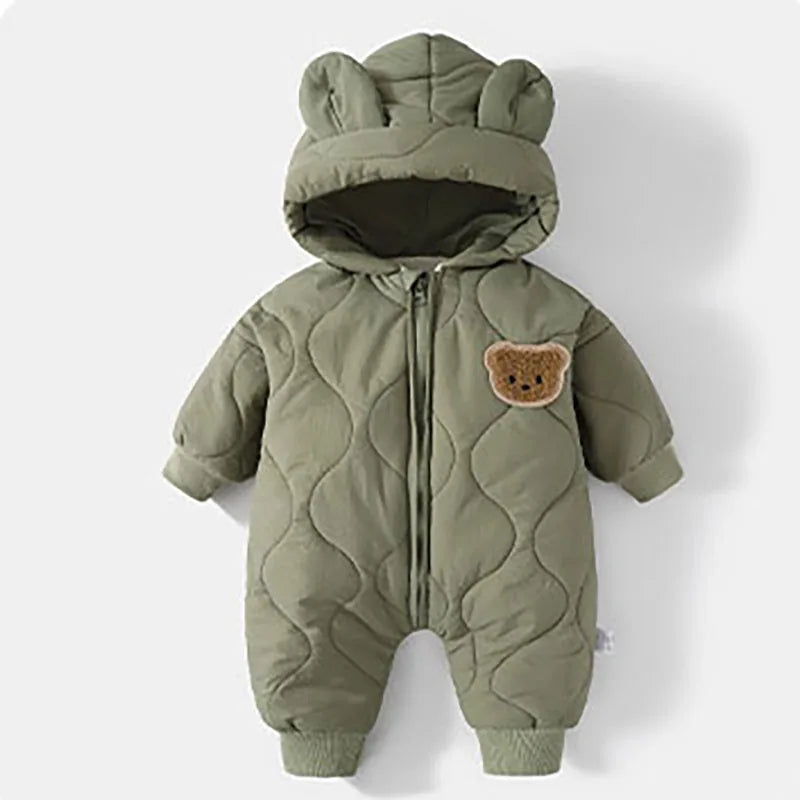 Infant Outwear Winter Fur Lining Rompers Jumpsuit