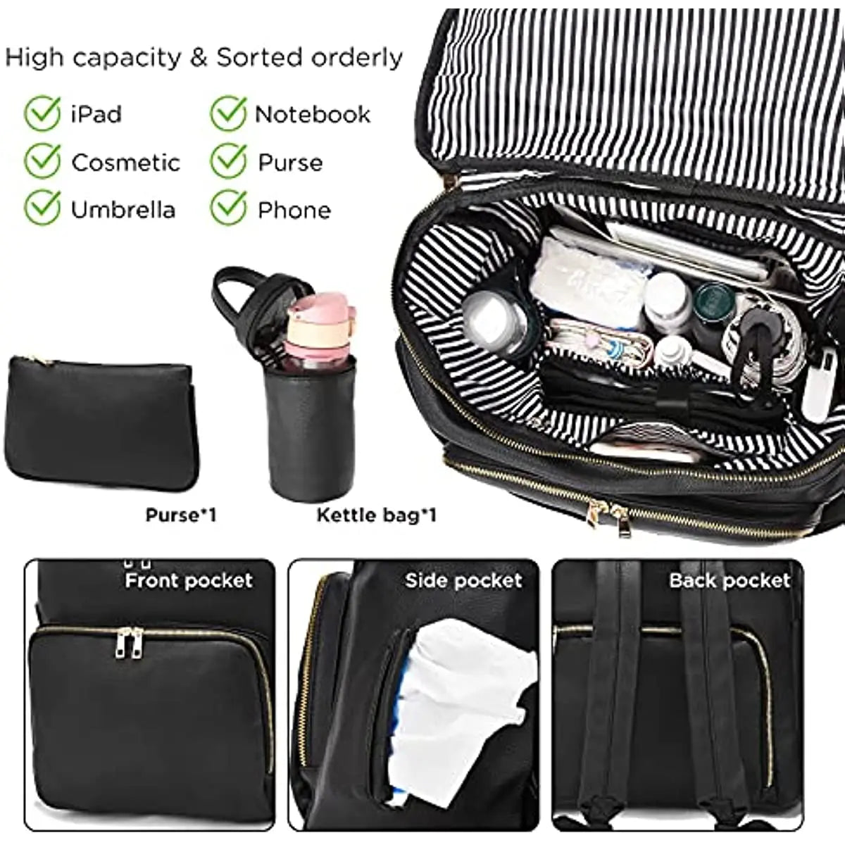 Leather Diaper Bag Backpack – With Accessories