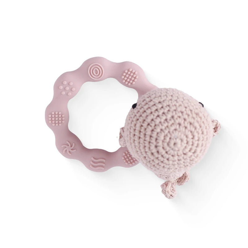 Wooden & Crochet Animal Rattle Toy