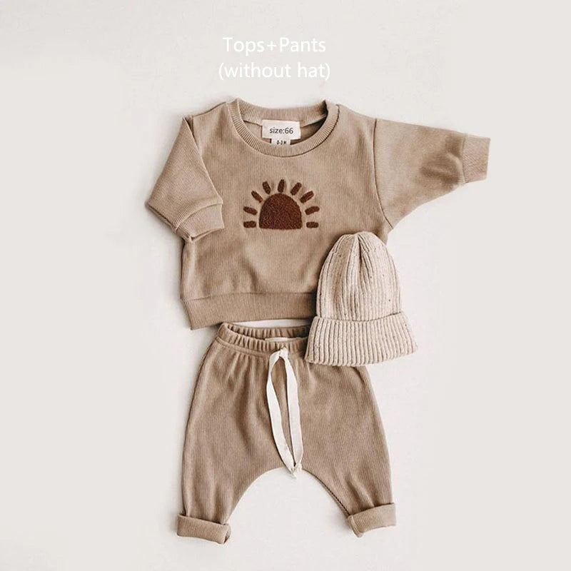 Soft Cotton Two piece Set- Long-Sleeved Sweatshirts+Pants