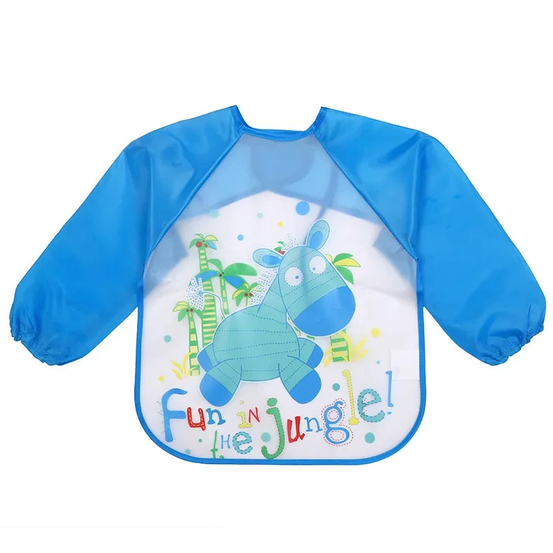 Full Sleeve Waterproof Cartoon Baby Bib – Cute, Easy-Clean, and Comfortable