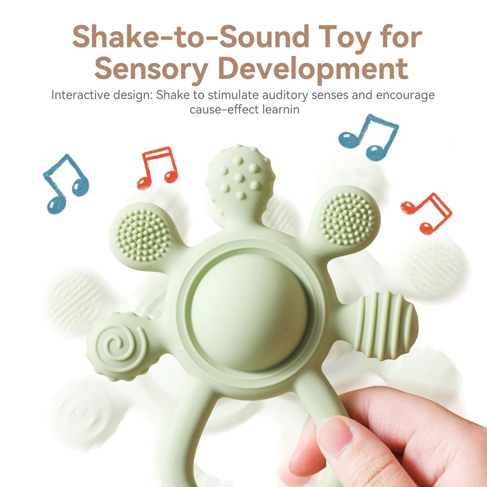 Silicone Teether Rattle & Sensory Toy