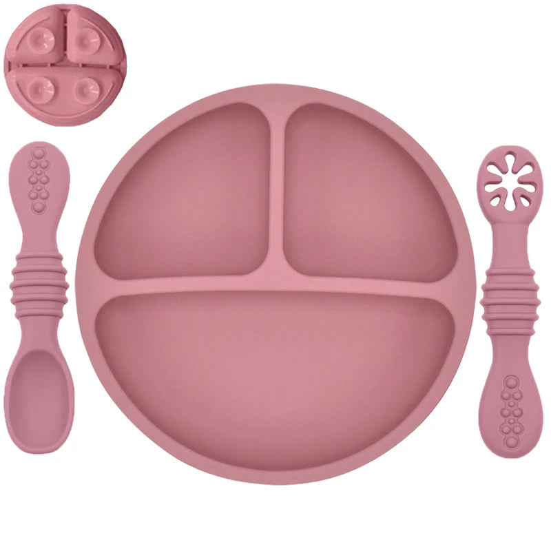 Silicone Baby Dinnerware 3 Piece Set – Suction, Safe, Non-Toxic, Easy to Clean