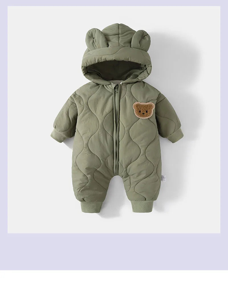 Infant Outwear Winter Fur Lining Rompers Jumpsuit