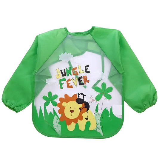 Full Sleeve Waterproof Cartoon Baby Bib – Cute, Easy-Clean, and Comfortable