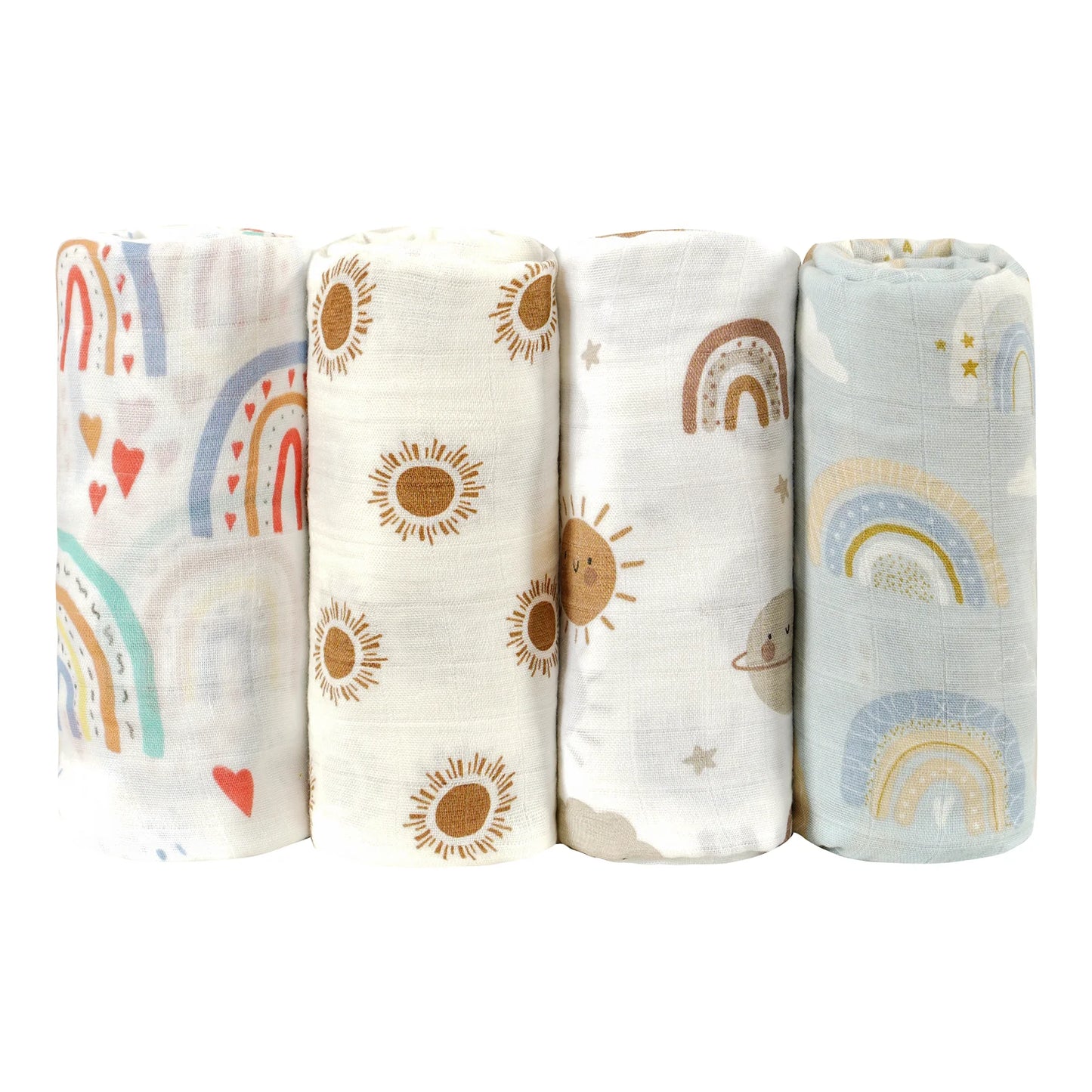 4-Pack Bamboo Cotton Muslin Baby Swaddle Blankets – Soft, Breathable & Multi-Use