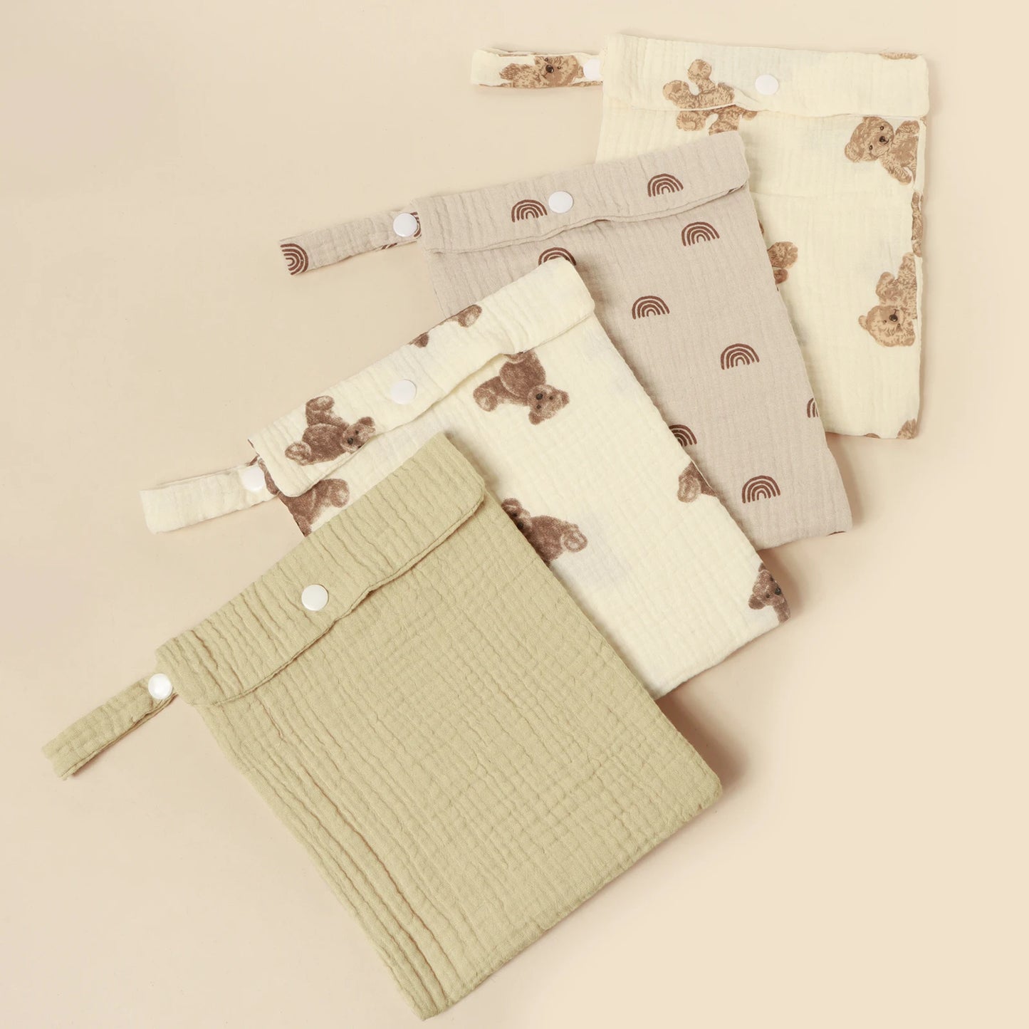 100% Cotton Foldable Single Pocket Diaper Storage Bag