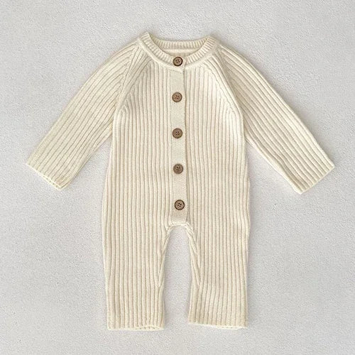 Knitted Baby Romper – Long Sleeve Solid Jumpsuit