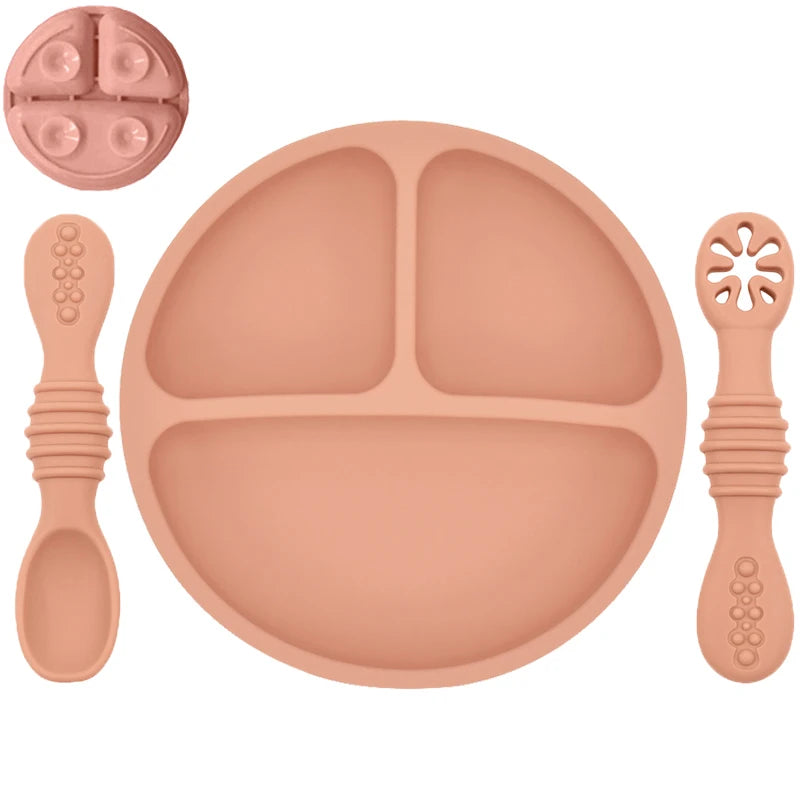 Silicone Baby Dinnerware 3 Piece Set – Suction, Safe, Non-Toxic, Easy to Clean