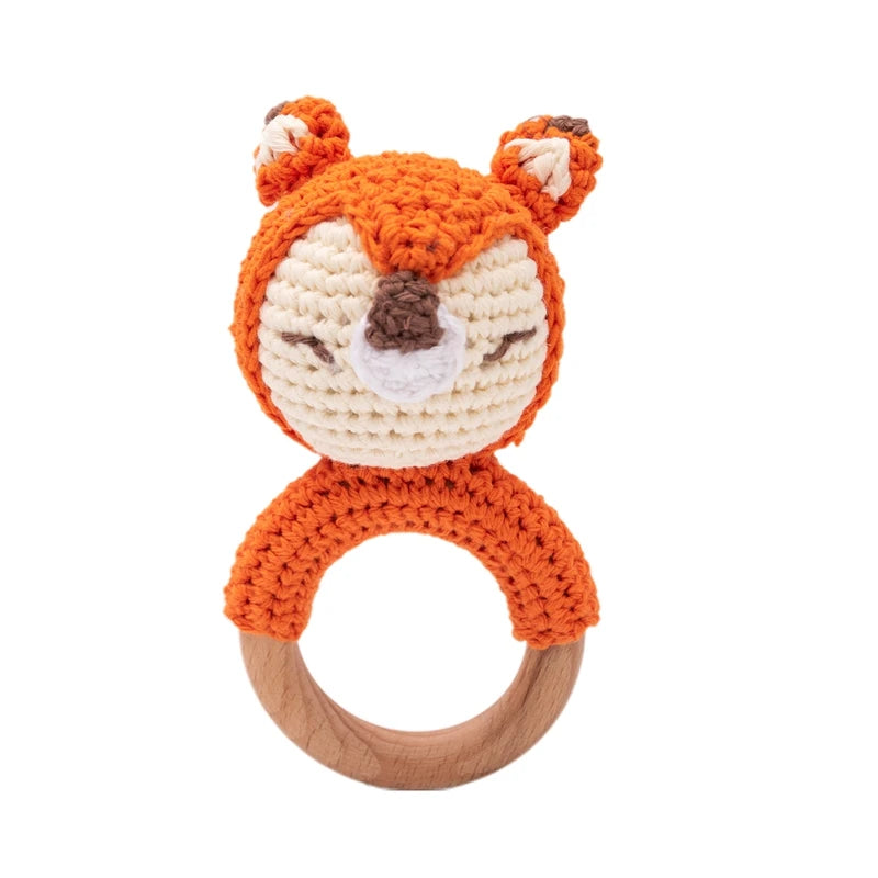 Wooden & Crochet Animal Rattle Toy