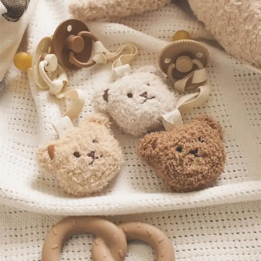 Baby Teddy Velvet Pacifier Clip