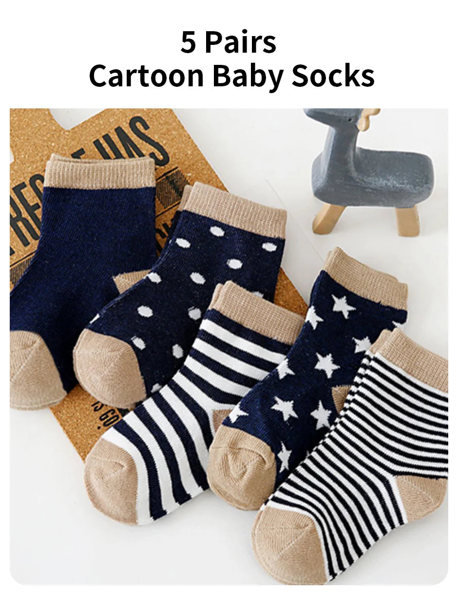 5 Pairs Ankle Toddler Socks Cotton Kids Socks – Soft & Durable