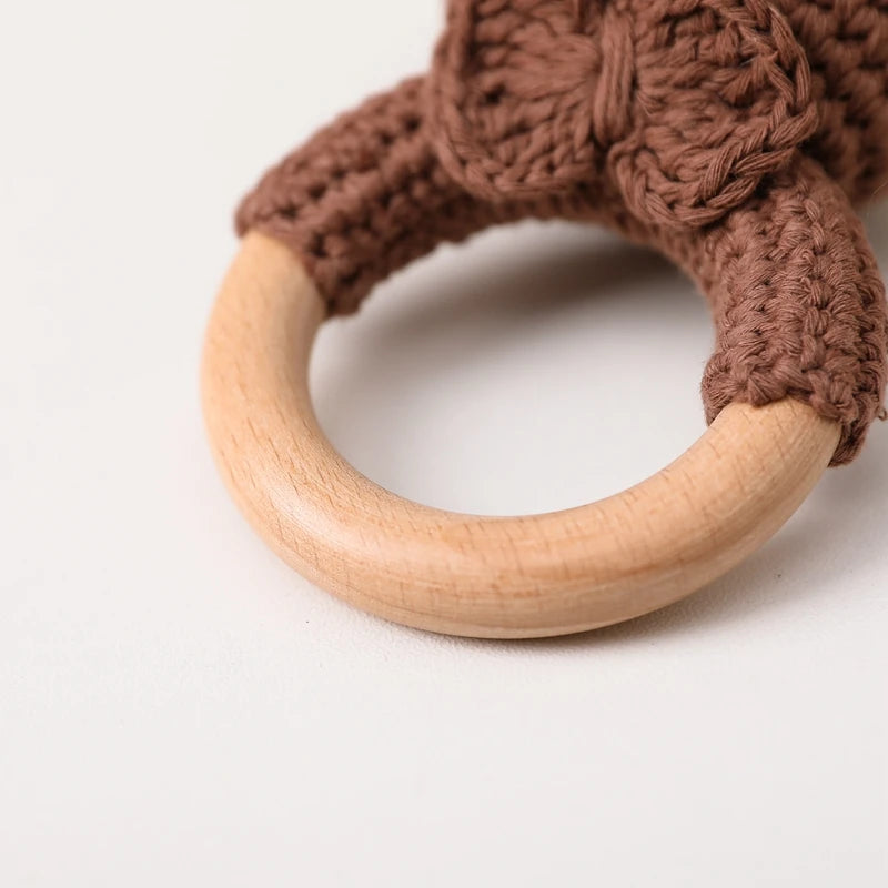 Wooden & Crochet Animal Rattle Toy