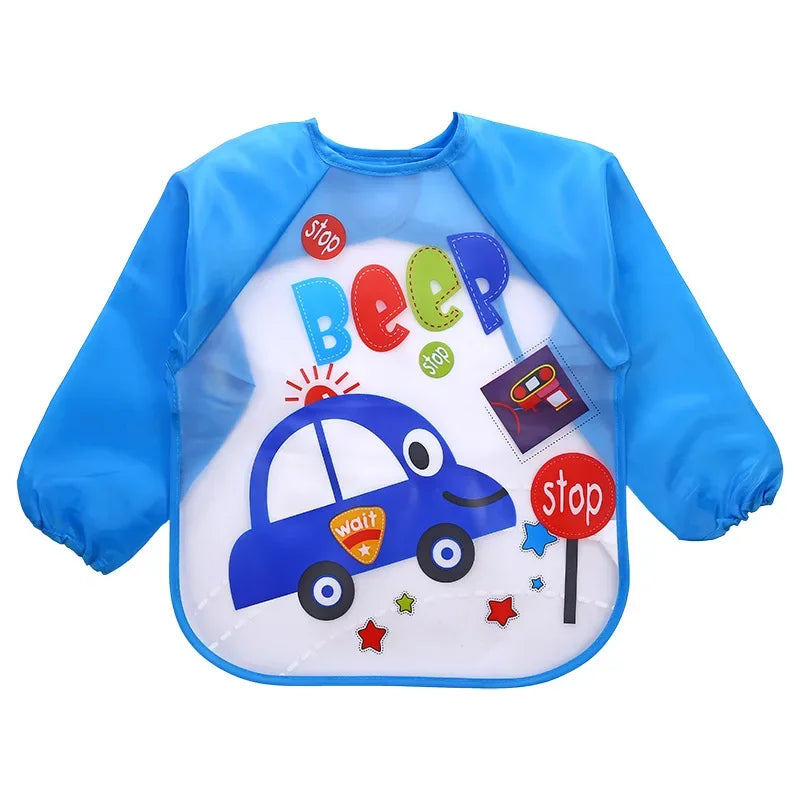 Full Sleeve Waterproof Cartoon Baby Bib – Cute, Easy-Clean, and Comfortable