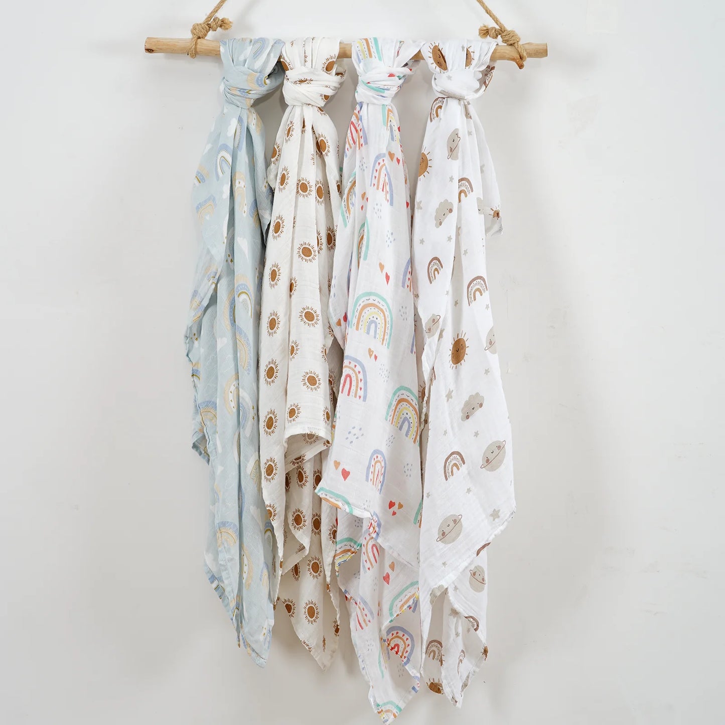 4-Pack Bamboo Cotton Muslin Baby Swaddle Blankets – Soft, Breathable & Multi-Use