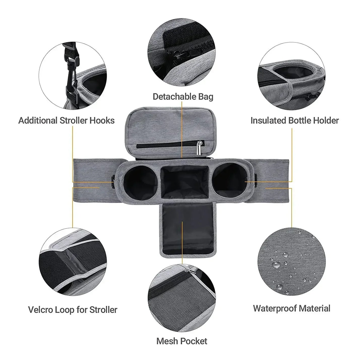 Stroller Caddy Phone and Bottle Holder Accessories