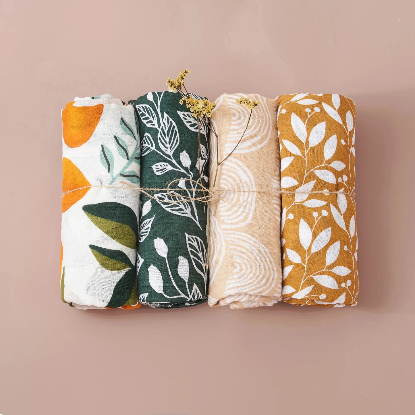 4-Pack Bamboo Cotton Muslin Baby Swaddle Blankets – Soft, Breathable & Multi-Use