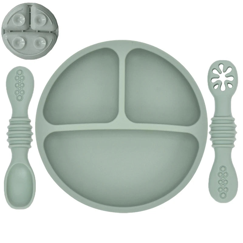 Silicone Baby Dinnerware 3 Piece Set – Suction, Safe, Non-Toxic, Easy to Clean