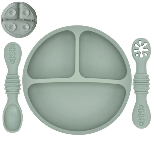 Silicone Baby Dinnerware 3 Piece Set – Suction, Safe, Non-Toxic, Easy to Clean