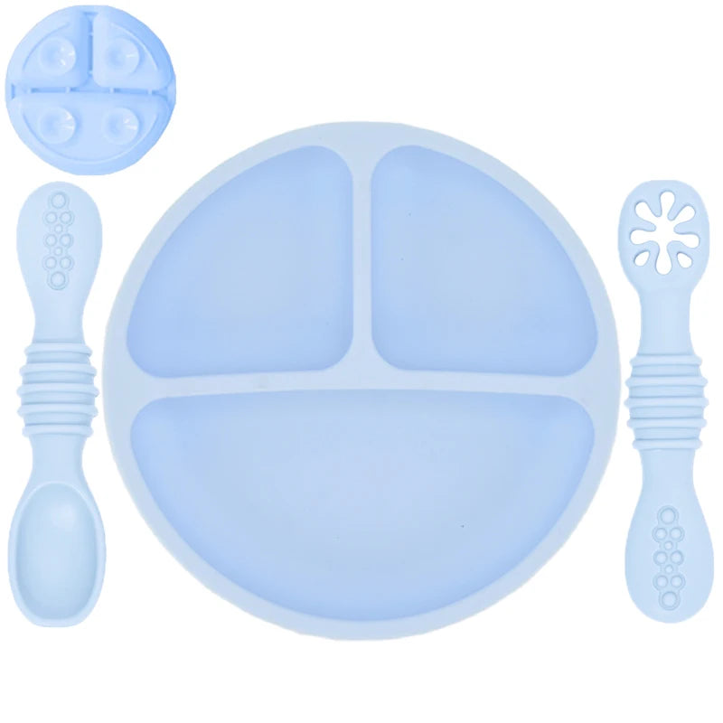 Silicone Baby Dinnerware 3 Piece Set – Suction, Safe, Non-Toxic, Easy to Clean