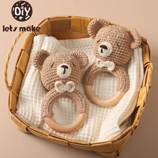 Wooden & Crochet Animal Rattle Toy