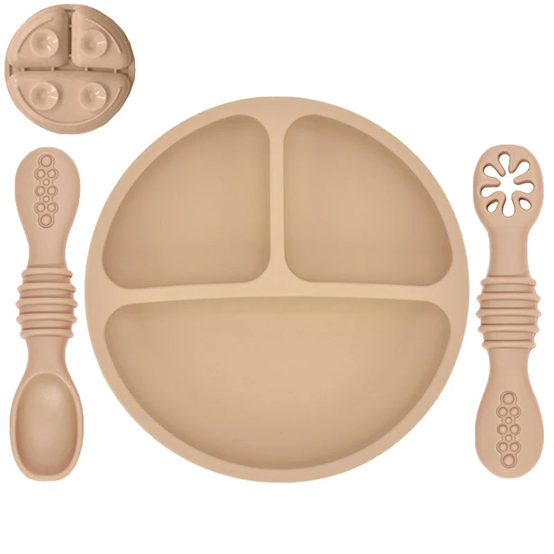 Silicone Baby Dinnerware 3 Piece Set – Suction, Safe, Non-Toxic, Easy to Clean
