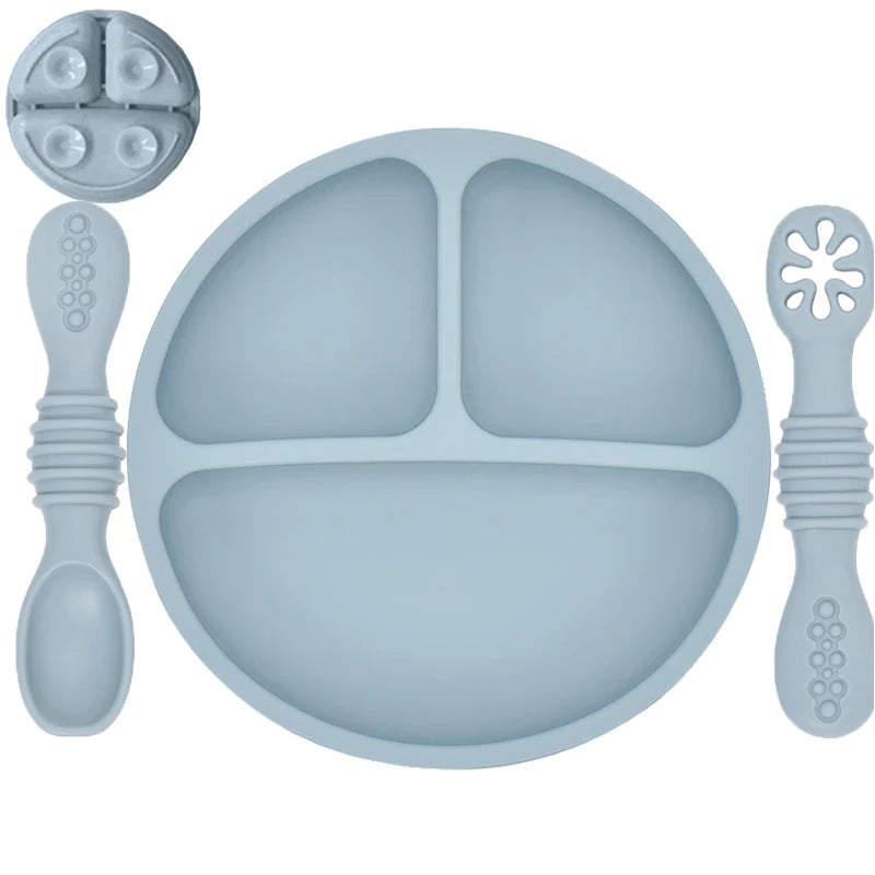 Silicone Baby Dinnerware 3 Piece Set – Suction, Safe, Non-Toxic, Easy to Clean