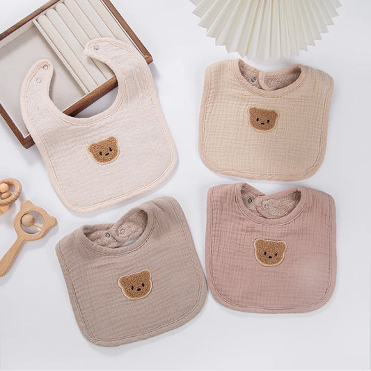 Muslin Cotton U-Absorbent Linen Baby Bib – Adorable Animal Print