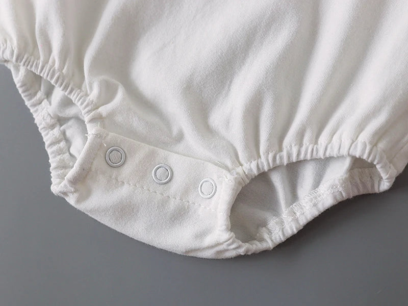 Summer Lace Bow Newborn Baby Girls Bodysuits White Cotton  Jumpsuit Onesie Clothes