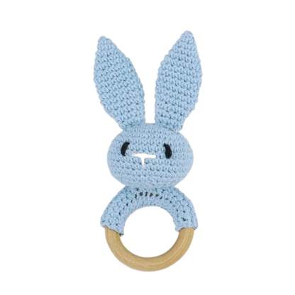 Wooden & Crochet Animal Rattle Toy