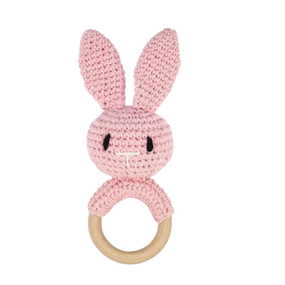 Wooden & Crochet Animal Rattle Toy