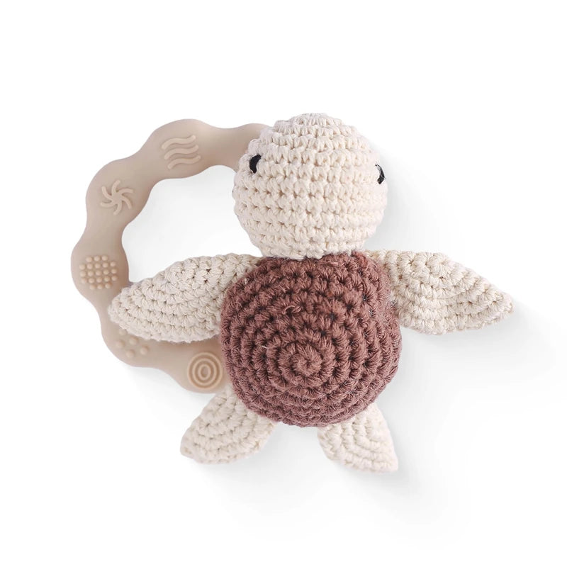 Wooden & Crochet Animal Rattle Toy