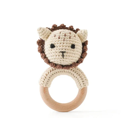 Wooden & Crochet Animal Rattle Toy