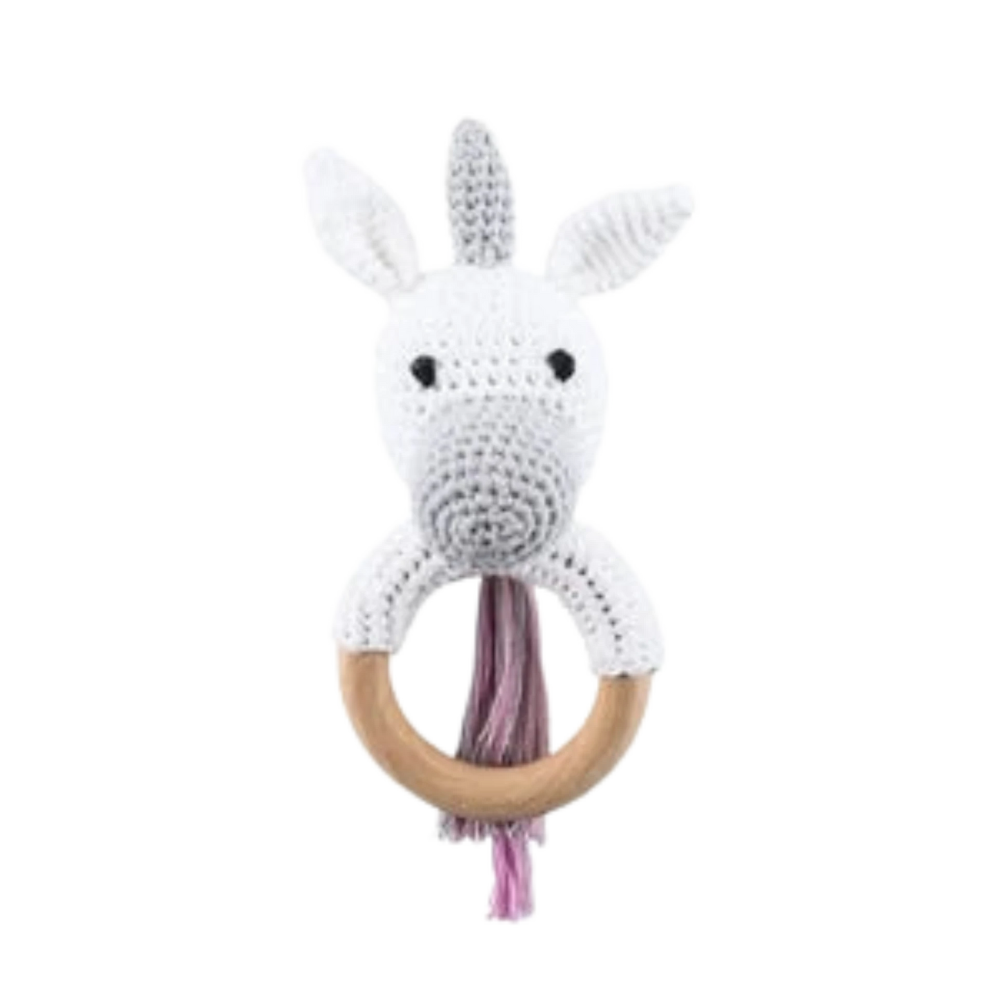 Wooden & Crochet Animal Rattle Toy