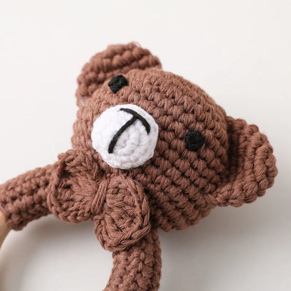 Wooden & Crochet Animal Rattle Toy
