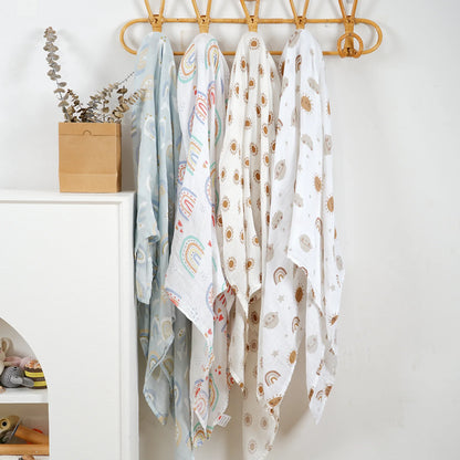 4-Pack Bamboo Cotton Muslin Baby Swaddle Blankets – Soft, Breathable & Multi-Use
