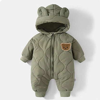 ﻿Infant Outwear Winter Fur Lining Rompers Jumpsuit