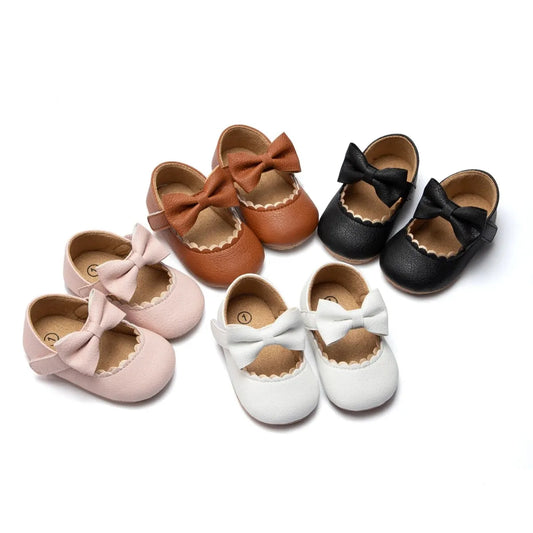 Butterfly Bow Baby Girl First Walkers – Soft PU Leather Non-Slip Shoes