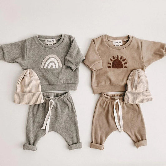 Soft Cotton Two piece Set- Long-Sleeved Sweatshirts+Pants