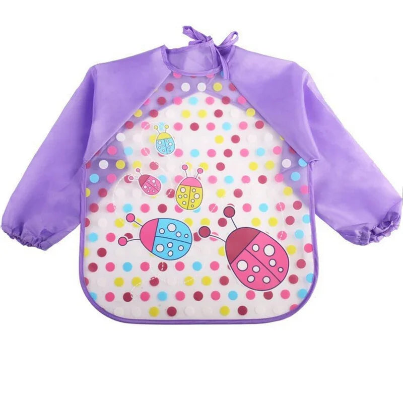 Full Sleeve Waterproof Cartoon Baby Bib – Cute, Easy-Clean, and Comfortable